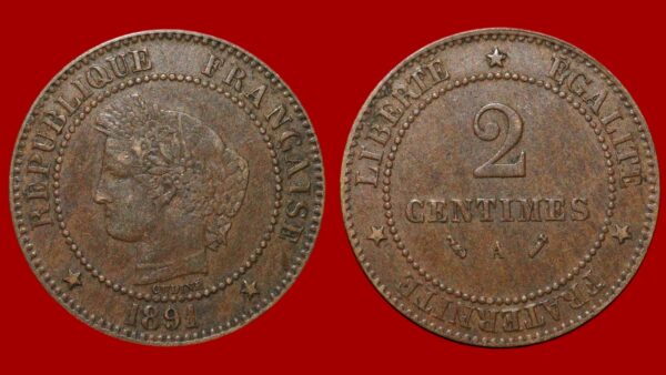 2 centimes Cérès 1891 A