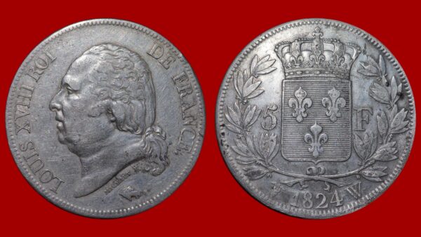 5 Francs Louis XVIII 1824 W