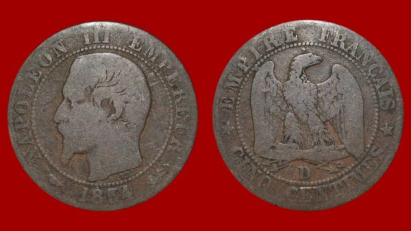 5 centimes Napoléon III 1854 D