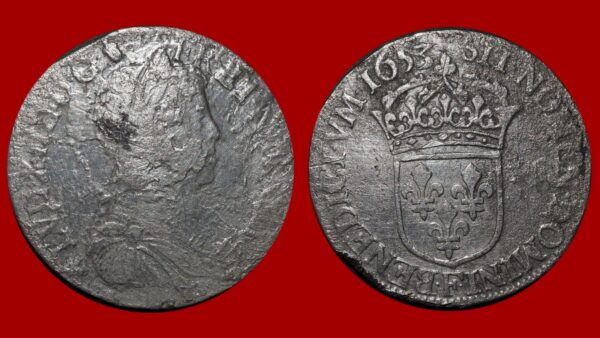Louis XIV  - Demi-écu à la mèche longue 1653 Angers