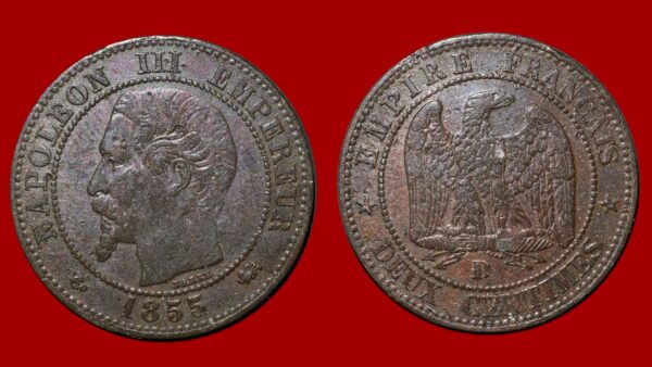 2 centimes Napoléon III 1855 D Ancre