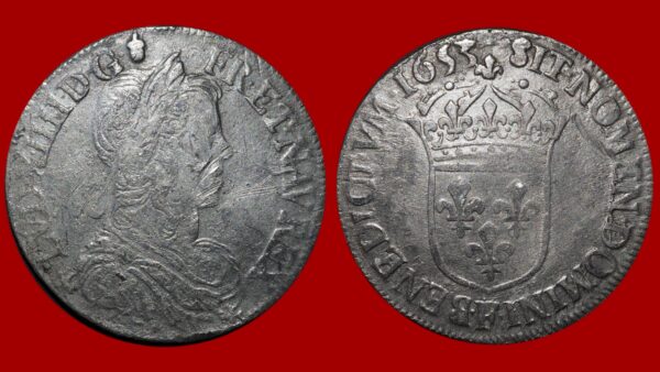 Louis XIV  - Demi-écu à la mèche longue 1653 Angers