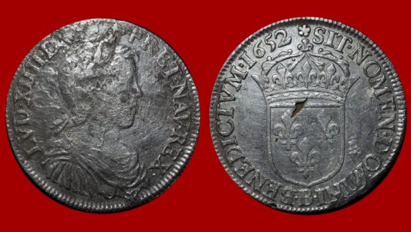 Louis XIV  - Demi-écu à la mèche longue 1652 B (Rouen)