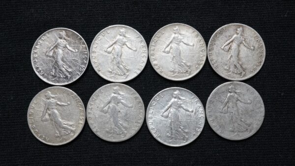 Lot de 8 x 50 centimes Semeuse argent – Image 2