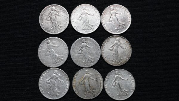 Lot de 9 x 50 centimes Semeuse argent – Image 2