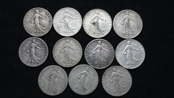 Lot de 11 x 50 centimes Semeuse argent – Image 2