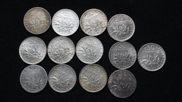 Lot de 13 x 50 centimes Semeuse argent