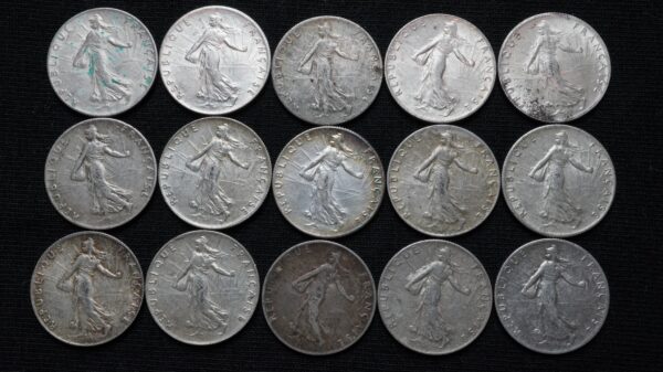 Lot de 15 x 50 centimes Semeuse argent – Image 2