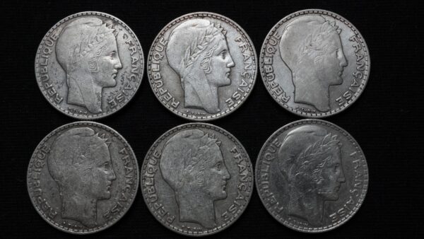 Lot de 6 x 10 Francs Turin argent – Image 2