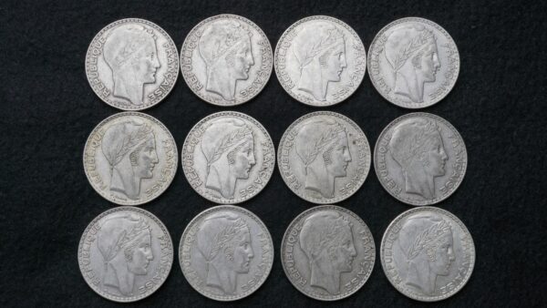 Lot de 12 x 20 francs Turin Argent