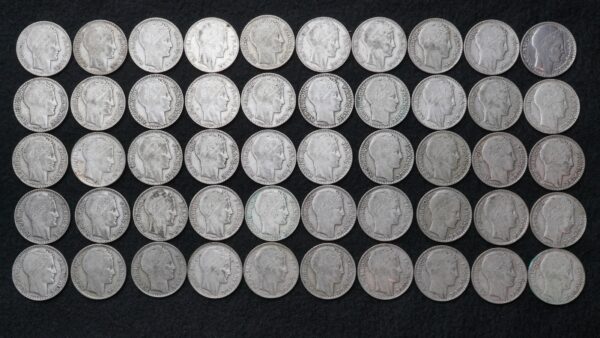 Lot de 50 x 10 Francs Turin argent