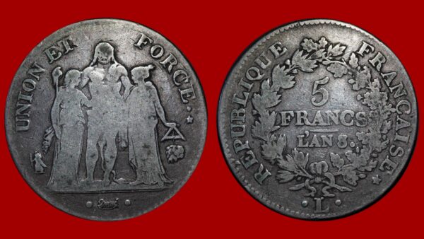 5 Francs Union et Force An 8 L