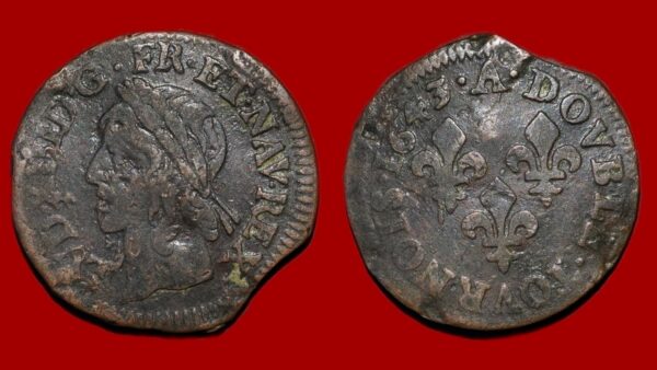 Louis XIII - Double Tournois 1643 A