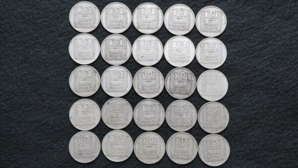 Lot de 25 x 10 Francs Turin argent