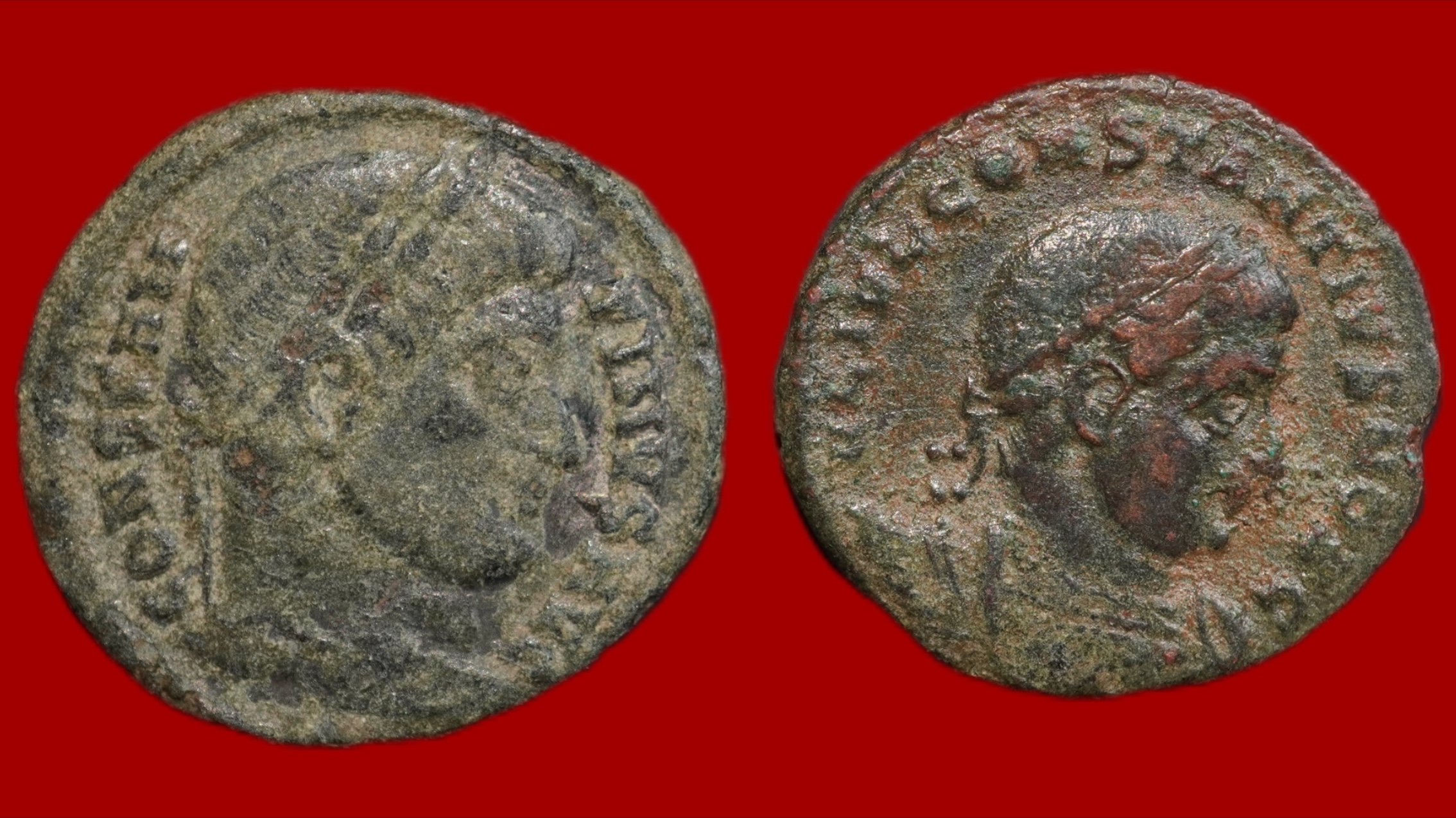 Lot de 2 monnaies : nummus de Constantin Ier et nummus de Constance II