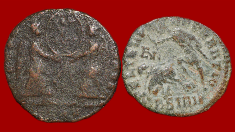 Lot de 2 monnaies : maiorina de Magnence et demi-maiorina de Constance Galle – Image 2