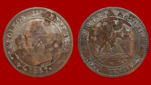 2 centimes Napoléon III 1857 W