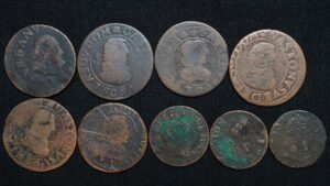 Lot de 9 monnaies féodales