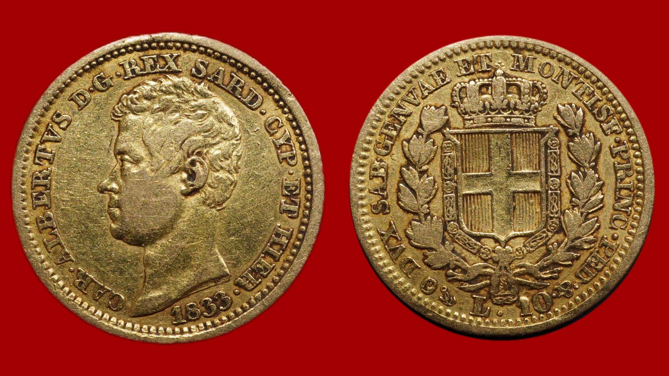 Italie - 10 Lire Charles-Albert 1833 Gênes