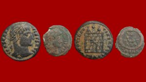 Lot de 2 monnaies : nummus de Constance II et nummus de Constantin I